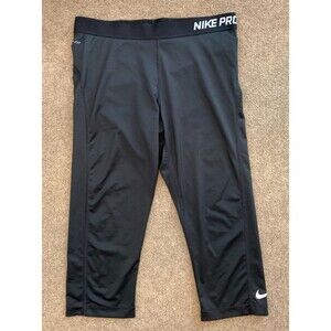 Nike Pro Pants Womens XL Core Dri Fit Training Capri Stretch Compression Black